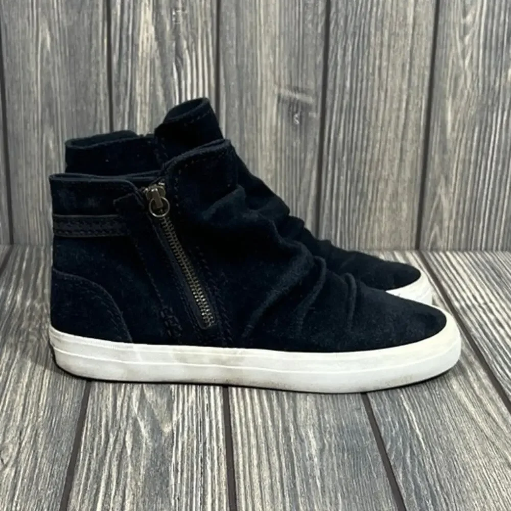 Sperry Crest Zone Women Suede Black Casual Comfort Sneakers Shoes Sz 6‎ Side Zip